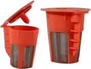 Keurig 2.0 K-Carafe Orange Refillable Coffee 4 Cup Filter K-Cup Reusable 2 Pack