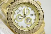Authentic New Mens Joe Rodeo Pilot Gold JRPL3 Chronograph Watch 3.15 CT Diamond