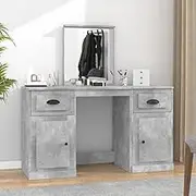 Dressing Table with Mirror Concrete Grey 130x50x132.5 cm, Engineered Wood Makeup Vanity Desk with Spacious Storage, Stylish and Durable Design
