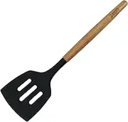 St Clare Silicone Slotted Lifter with Acacia Handle, Black