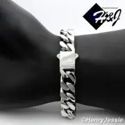 7.5"-11"MEN Stainless Steel 12mm Silver Miami Cuban Curb Link Chain Bracelet*166