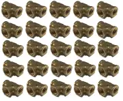25 PACK BRASS FORGED REDUCING TEE FITTING 3/8 X 1/4 X 3/8 FEMALE NPT FNPT WOG