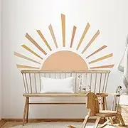 Tanlaby Half Sun Wall Decals Large Boho Sunrise Wall Stickers Modern Arch Wall Decal DIY Vinyl Wall Art Sticker for Bedroom Living Room Office Wall Decor Home Decoration