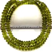 AAA~Natural Green Peridot Faceted Beads Oilish Rondelle Peridot Gemstone Beads.