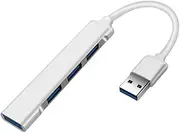 JM-Byte 4-Port USB Hub with 1 USB 3.0 Port, 3 USB 2.0 Ports, 4 in 1 Multiport Adapter USB Splitter for Keyborad/Mouse/Flash Drive/Laptop, Silver USB Hubs