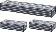 Green Fingers Garden Bed Galvanized Steel Planter Box, Gardening Supplies Plant Containers Patio, 320 x 80 x 45cm Rectangle Raised Beds for Vegetables Flowers Herbs