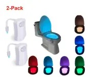 2 Pack - Toilet Light - Advanced 8-Color Motion Sensor LED Toilet Night Light