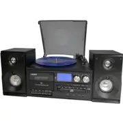 Lenoxx Home Entertainment System with Turntable/CD/Dual Cassette - Black
