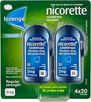 Nicorette Quit Smoking Regular Strength Cooldrops Nicotine Lozenge Icy Mint 4 x 20 Pack