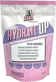 Hey Mama Hydrate Up - Clean Hydration, Essential Electrolytes, Highly Bioactive Folate, Vitamins and Minerals - 250g Berry Fresh 25 Serves