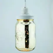 Fantado Gold Mercury Glass Mason Jar Pendant Light Kit, Regular Mouth, White ...