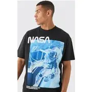 Mens Black Oversized Nasa Space License T-shirt