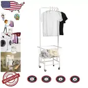 Effortless Rolling Laundry Basket Cart with Built-In Hang Bar - Durable & Modern