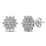 Brilliant Illusion Diamond Stud Earrings in Sterling Silver