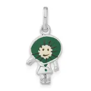 Sterling Silver Polished Enameled Kiwi Person Charm