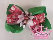 BIG Boutique Style Red, Green, White REINDEER Christmas Holiday Hair Bow!