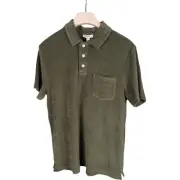 NEW Reiss Short Sleeve Towelling Button Polo Olive Green Sz S NWT Free Shipping