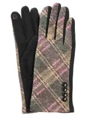 G&S Womens Purple & Black Plaid Stretch Fit Button Texting & Tech Smart Gloves