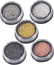Manicure Set Professional Nail Metal Beads 5 Sets Nail Art Charms for DIY