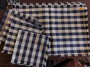 Blue and white Checkered Cotton NWT Set Of 4 placemats and matching napkins