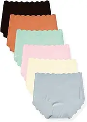 [DingLu] High Waisted Underwear Women's Seamless Hipster Underwear No Show Sexy Cheeky Panties 6 Pack