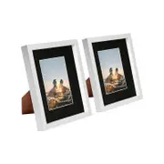 Nicola Spring 8" x 10" White 3D Box Photo Frames - 4" x 6" Mount - Black - White Spacer - Pack of 2