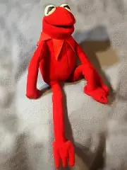 RARE RED KERMIT HAND CRAFTED PUPPET TOY MUPPETS SESAME STREET RANA RENE ELMO