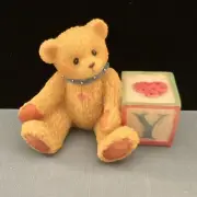 Cherished Teddies Bear With ABC "Y" Letter Block 158488Y 1995 - No Box