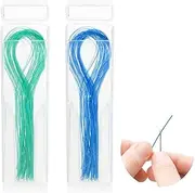 WLLHYF Dental Floss Threader Multifunctional Threader Nylon Loop Design for Your Teeth Deep Clean Floss for Braces Bridges & Implants 100 Count (2 Pack) Blue + Green
