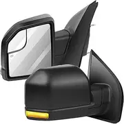 ASTOU Towing Mirrors Fit for Ford for F-150 2015-2019 Replacement Black Housing with Pair LH RH Power Adjusted Heated Turn Signal Light Dual mirror