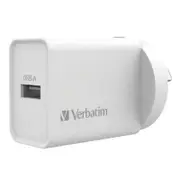 Verbatim 66590 USB Charger Single Port 2.4A White Single Port Wall Charger