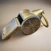 Fire Department Ladder & Helmet Solid Brass Whistle (2" x 3.75")