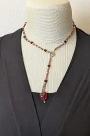 Valentine Heart Necklace Beaded Necklace Chockers Red Dangle Heart Pendant