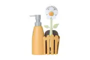 4pc Vigar Florganic Brush Sink Caddy Sponge Set w 340ml Soap Dispenser Orange