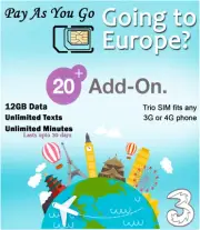 Three Mobile Sim Card 12GB of High-Speed Data + Unlimited Calls & Texts for 3...
