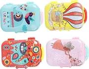 Kisangel 4pcs Abs Plastic Cartoon Suitcase Tinplate Tinplate Suitcase Storage Container