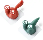 2PCS Cartoon Animal Tail Hooks Cute Toothbrush Holder No Hole Non-marking Stick Hook Bathroom Door Toothbrush Hangers
