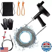 Ginbel Direct Drain Auger 33 Ft, Plumbing Snake Hair Clog Remover Drain Snake