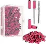 100Pcs Small Sanding Bands for Nail Drill, Mini Sanding Bands with 3.1mm Mandrel Drill Bits, 180# Fine Grit Nail File Sanding Bands for Nails Polish, Manicures and Pedicure