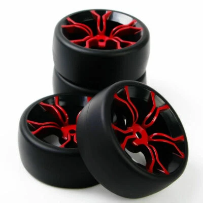 4PCS 1:10 On Road Drift Tires Wheel&Rim 12mm Hex PP0477&MPNKR For HSP HPI RC Car