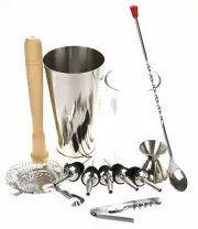 BOSTON SHAKER SET Maker Cocktail Waiters Spirits Muddler Bar Strainer Jigger