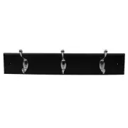 Black Wall-Mounted Hanging Rack 3 Double Hooks for Stylish Entryway and Organ...