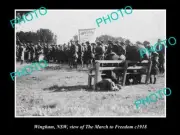 OLD POSTCARD SIZE PHOTO OF WINGHAM NSW WWI ANZACS MARCH TO FREEDOM 918