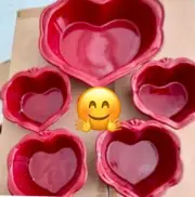 Princess House Pavillion Berry Heart Ramekins Set of 4 (3209) and Baker (6688)