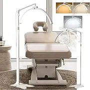 Half Moon Floor Lamp 28inch Foldable Lash Light for Eyelash Tech 3000-6000K Esthetician Light with Adjustable Angle & Height 3 Color Temperature & Brightness Dimmable Lash Lamp, 360°Rotating