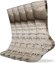 [NQHJT] Sheet Music Socks for Women Men Breathable Boot Socks Warm Calf Socks for Hiking Work, Style, One Size, Style, One size