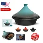 Moroccan Tagine Pot - Enameled Cast Iron, 3.3 QT with Ceramic Lid in Stone Blue