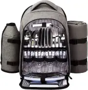 Waterproof Picnic Backpack for 4 Person with Cutlery Set, Cooler Compartment...