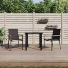 3 Piece Garden Dining Set Black Textilene and Steel vidaXL
