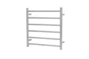 AQUAPERLA 6-Bar Heated Towel Rail - Round Bars - Brushed Nickel (W600mm x H620mm)